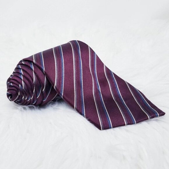 Donald Trump Signature Maroon Striped Silk Tie - Picture 1 of 5